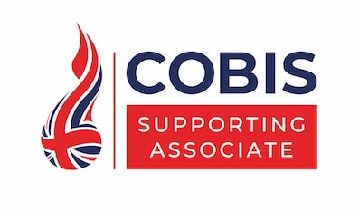COBIS Supporting Associate logo with UK flag design.